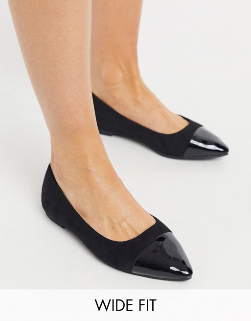 Simply Be ballerina flat shoe in wide fit in black