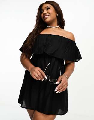 Simply Be Simply Be bardot beach dress in black