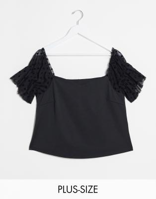 plus size black bardot top