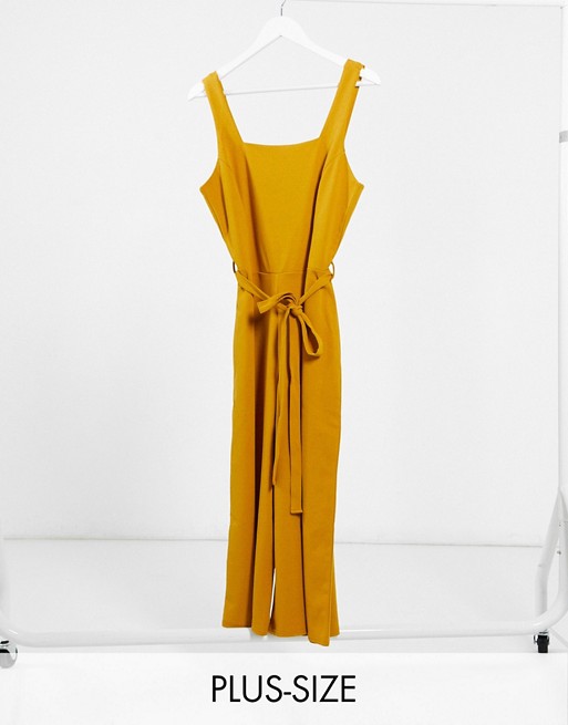 Simply Be belted jumpsuit in yellow