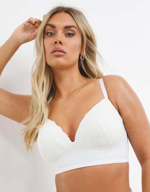 Simply Be - Bh van broderie en kant in wit