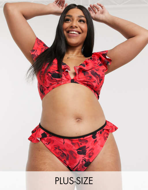 Simply Be bikini set in red floral , 3 of 3