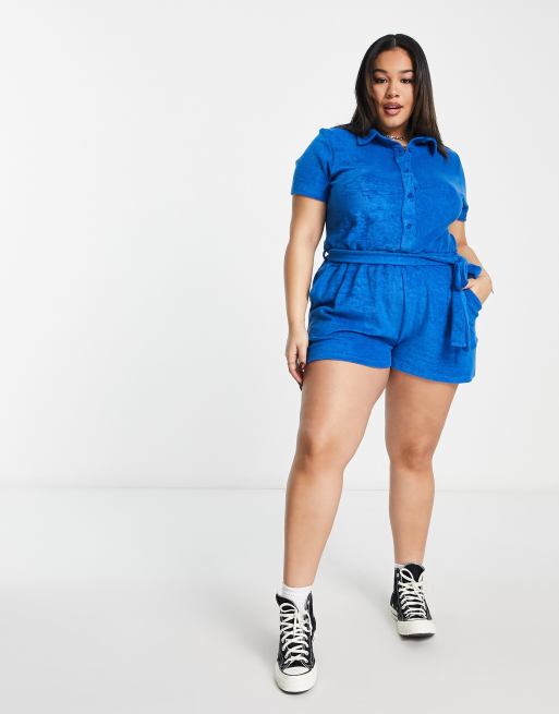 Simply Be Bla playsuit i frotte ASOS