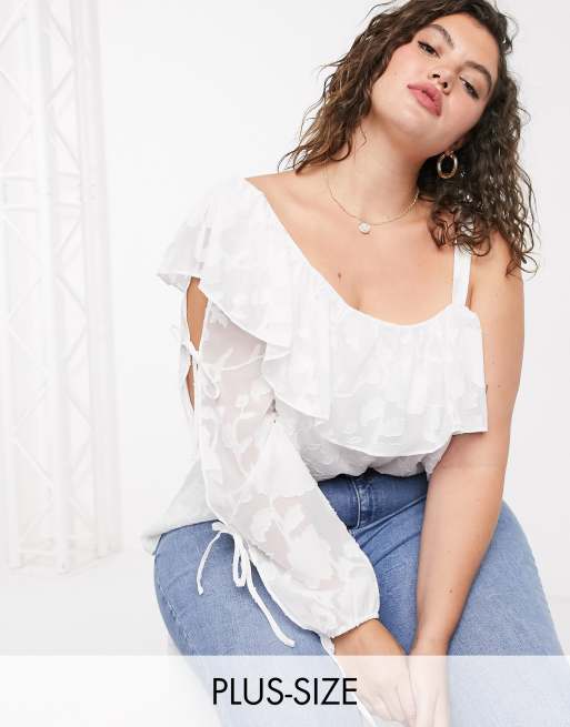 Simply Be - Blouse met een blote schouder in wit