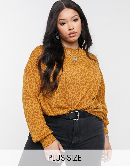 Simply Be blouse with twist front detail in orange leopard print