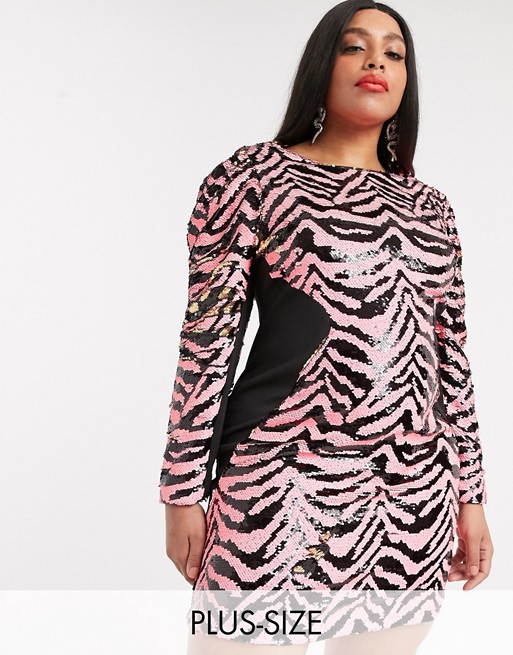 Simply Be bodycon zebra sequin dress