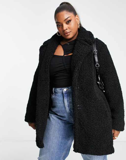 Plus size black teddy best sale bear coat