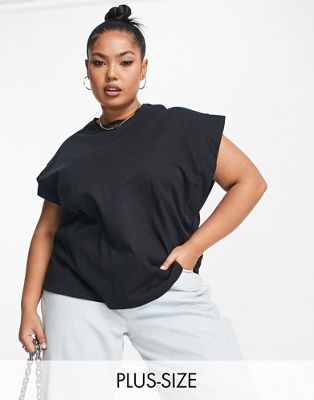 Simply Be boxy sleeveless T-shirt in black - Click1Get2 Offers