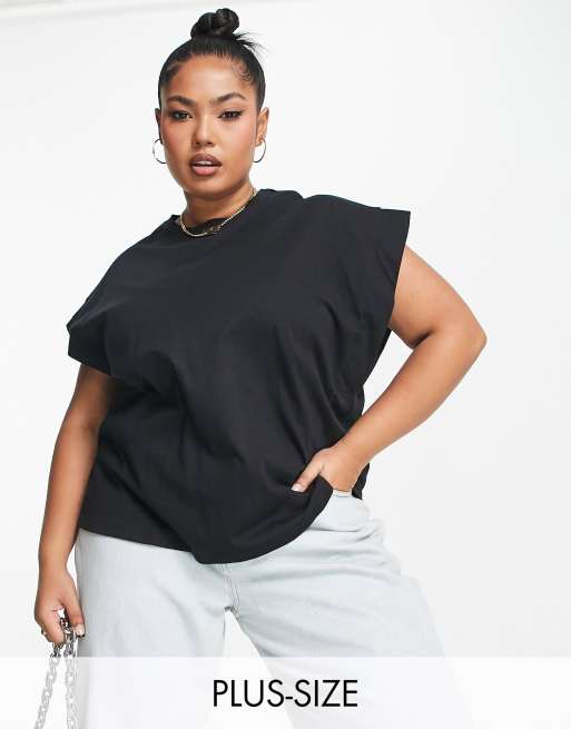 Simply Be boxy sleeveless T-shirt in black