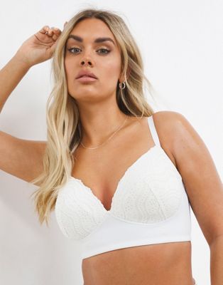Simply Be broderie lace bra in white