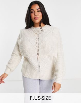 Simply Be cable knit jumper in ivory