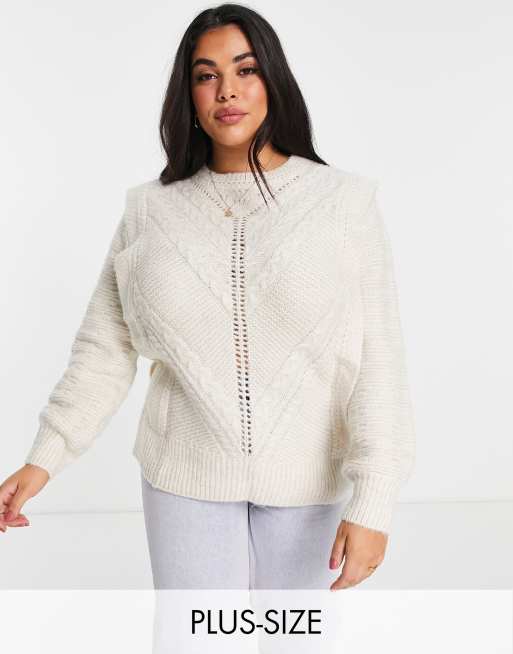 Plus size white cable hotsell knit sweater