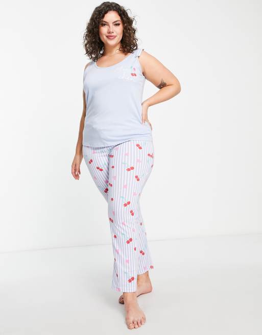 Simply Be Cami And Pants Pajama Set In Cherry Print