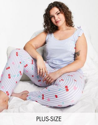 Simply Be cami and trouser pyjama set in cherry print