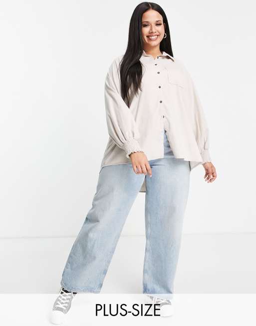 Simply Be - Camicia in velluto a coste écru