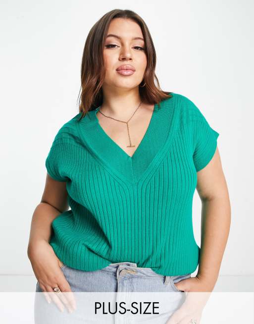 Simply Be - Canotta verde con scollo a V