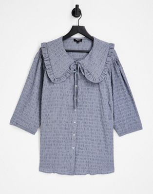 Simply Be check collar blouse in navy check