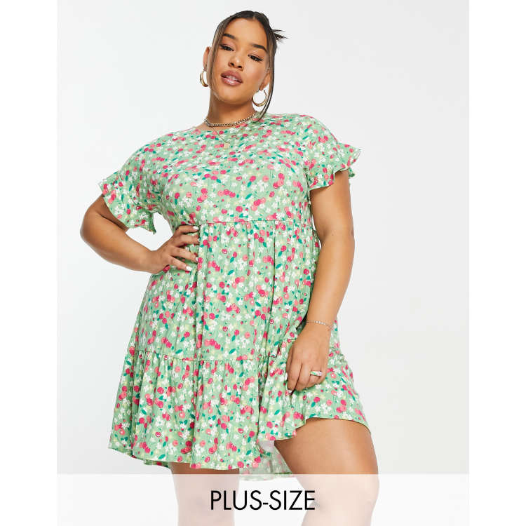 simply be green dress cherry print smock mini in show-cm-toggle