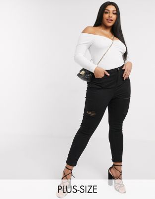 high waisted ripped skinny jeans plus size