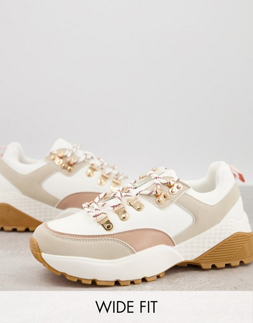 Simply Be Wide Fit chunky hiker trainer in peach