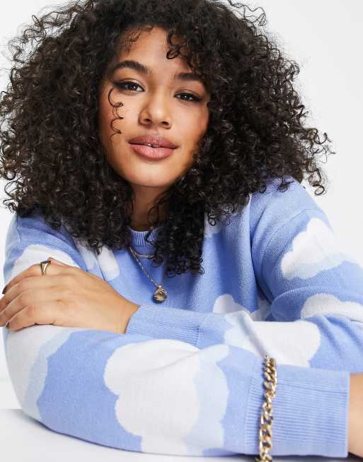Blue sweater with clouds hot sale