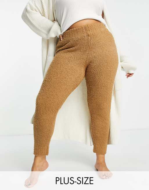 Simply Be co-ord fluffy leggings in tan