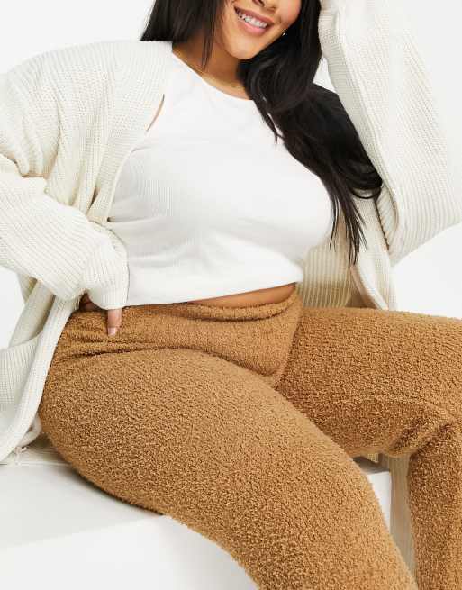 Simply Be co-ord fluffy leggings in tan