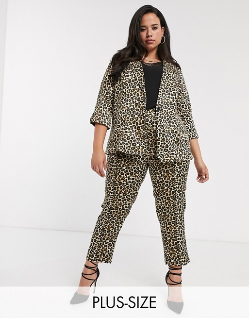 Simply Be co-ord tailored trouser in leopard satin
