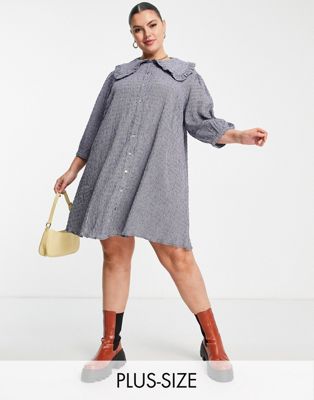 Simply be collared shirt dress in blue