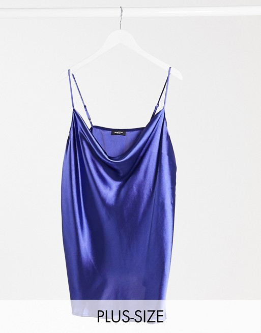 Simply Be cowl neck satin cami in blue