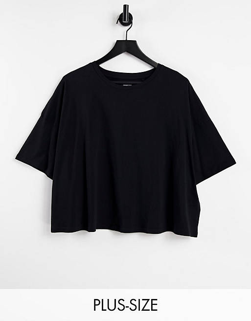 Simply Be cropped boxy t-shirt in black