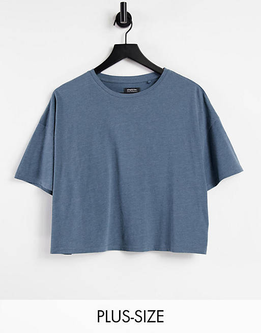 Simply Be cropped boxy t-shirt in slate grey