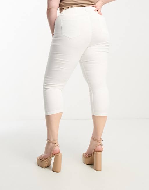 Simply Be cropped denim skinny jeggings in white