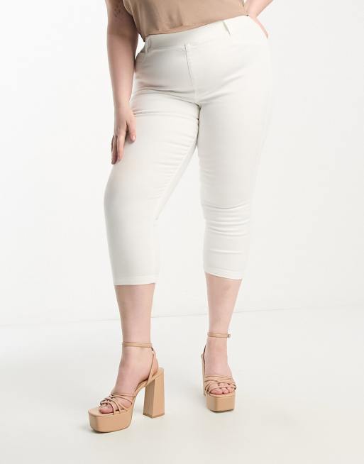 Simply Be cropped denim skinny jeggings in white