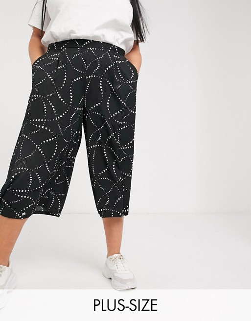 Simply Be culottes in monochrome print