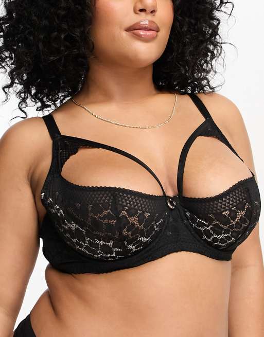 Simply Be cupless bra in black and cream