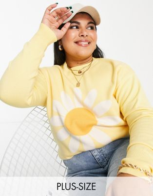 Simply Be daisy jumper in yellow