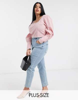 stone washed mom jeans