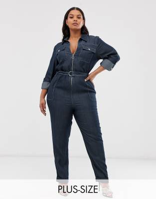 plus size denim boiler suit