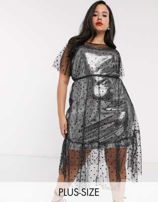 black mesh skater dress