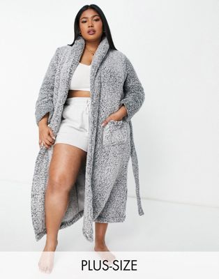 Simply Be dressing gown in charcoal