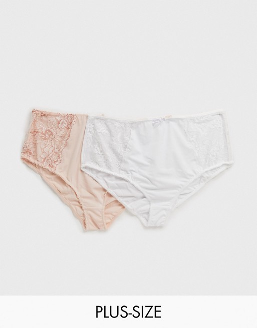 Simply Be ella 2 pack briefs in blush & white