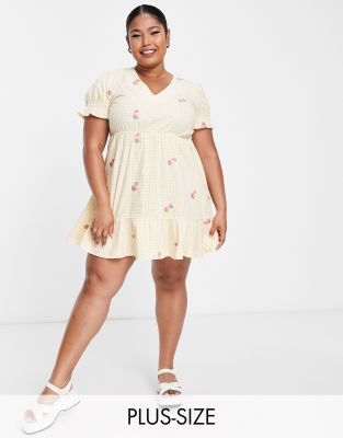 embroidered gingham smock dress-Multi