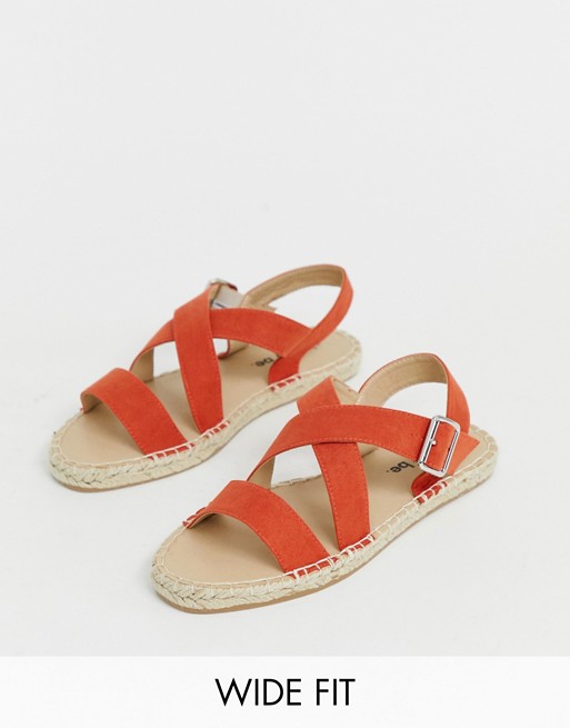 Simply Be espadrille in red in extra wide fit