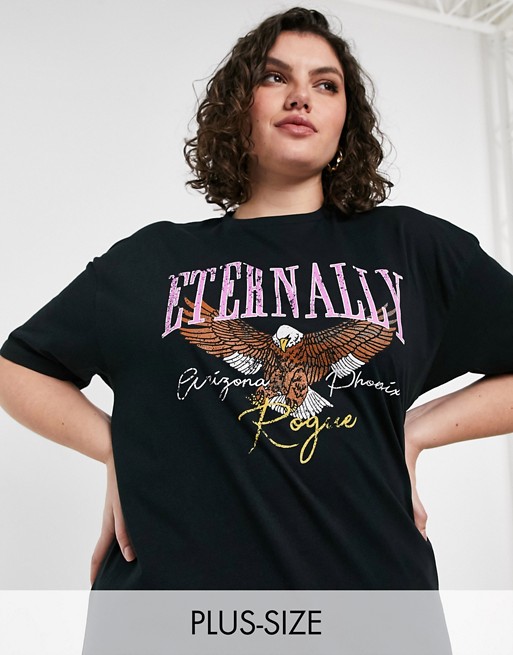 Simply Be 'eternally' graphic t-shirt in black