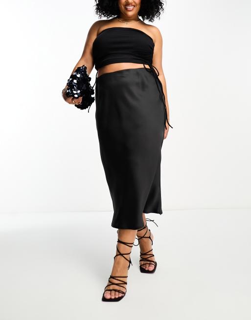Simply Be - Exclusives - Midi-sliprok van satijn in zwart