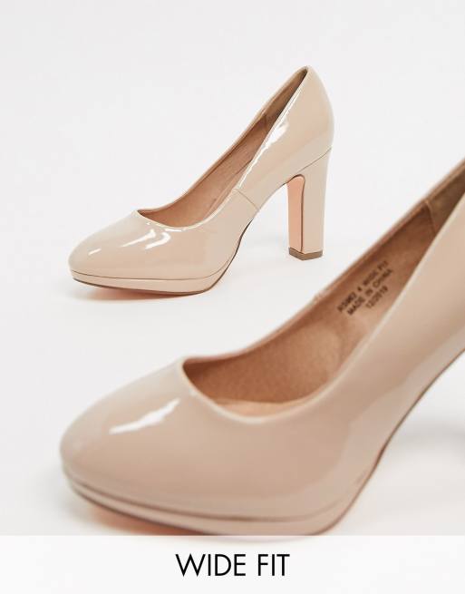 Simply Be extra wide fit Abigail court shoe in blush ASOS