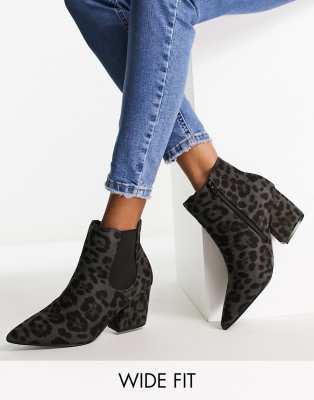 grey wide fit ankle boots