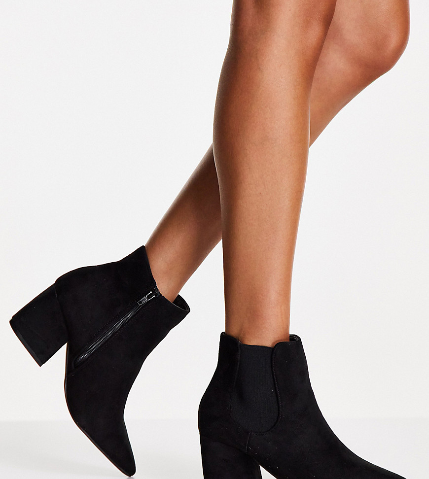 Simply Be Extra Wide Fit Ariella pointed high ankle boots in black