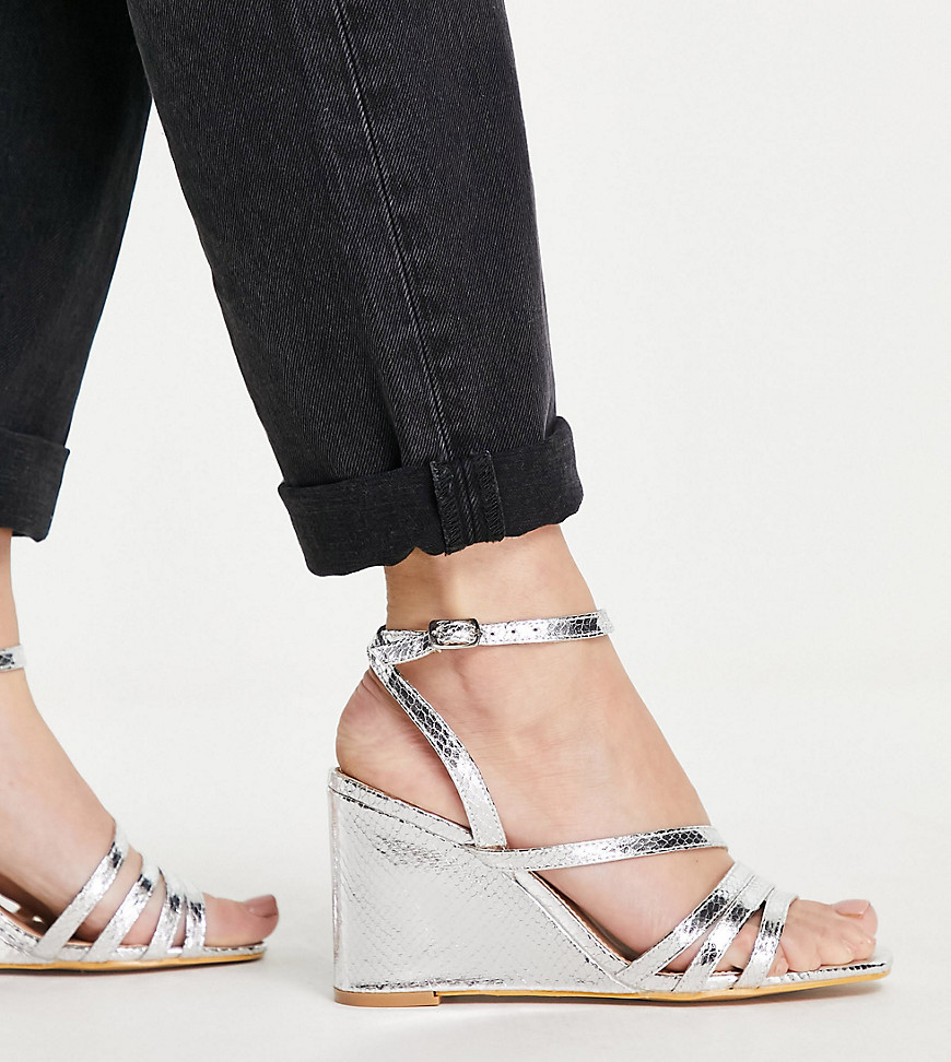 Simply Be Extra Wide Fit ava wedge sandals in silver